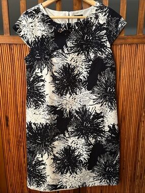Talbots Black and White Floral Shift Dress